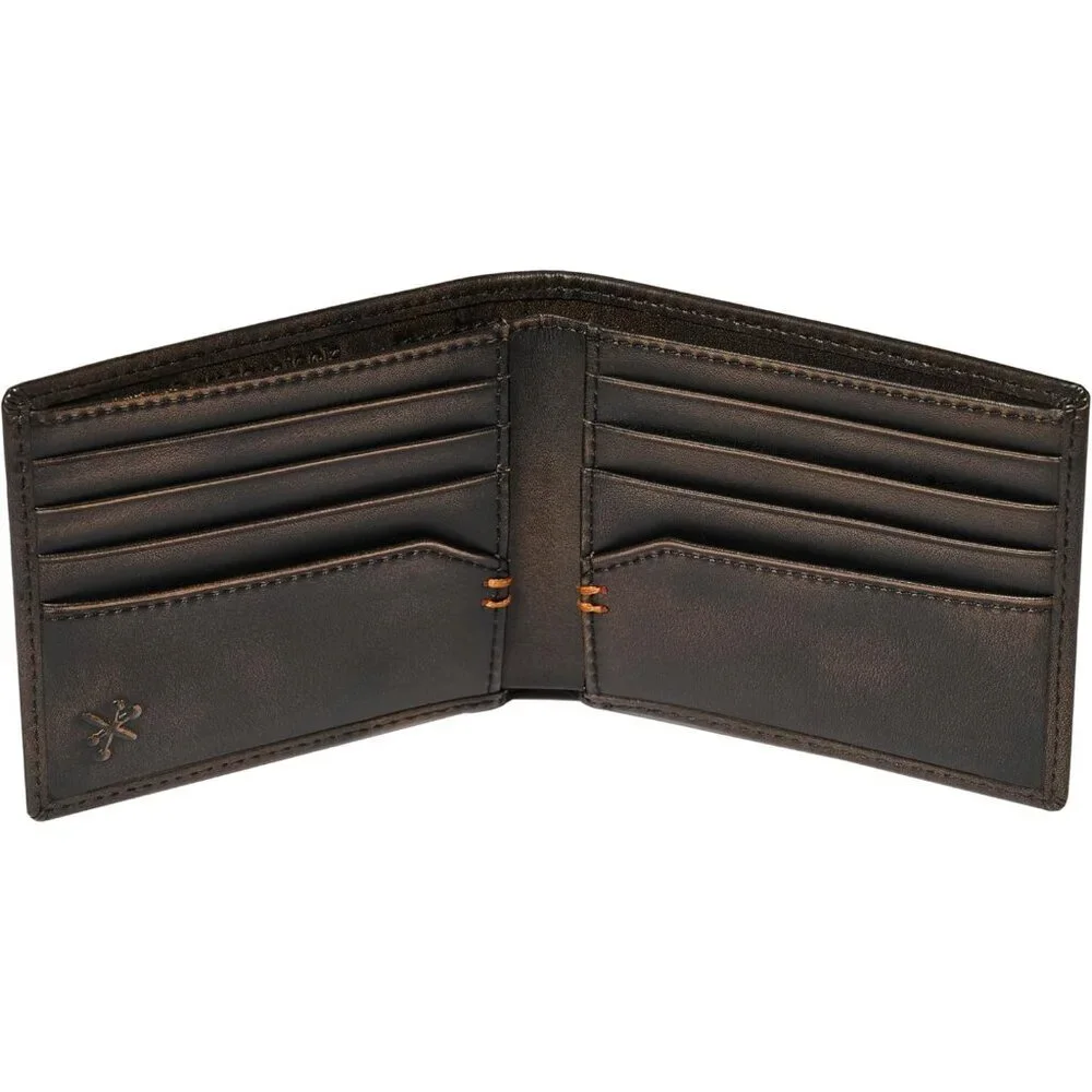 Men's Duck Classic Bifold Brown Grain premium Leather Fishing Wallet Card